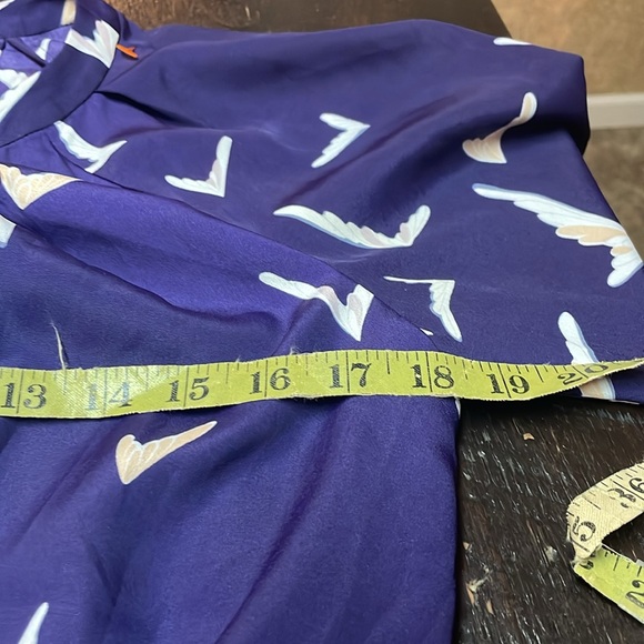 Anthro Leifsdottir Purple Scattered Wings Slit Sleeves Belted Short Romper Sz 6 - Picture 13 of 15